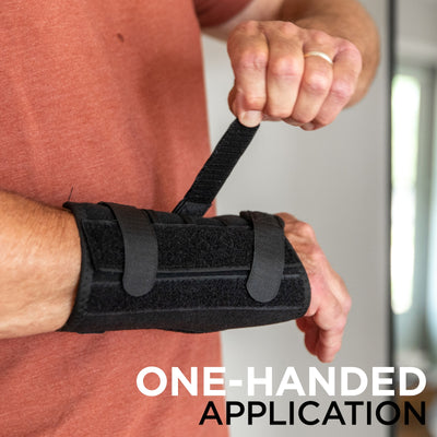 Our RSI wrist guard has one lace-up style strap making it easy to put on with one hand