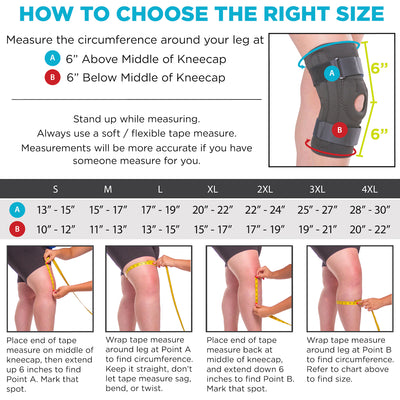 the sizing for the patellar stabilizing knee brace ranges from small through 4xl