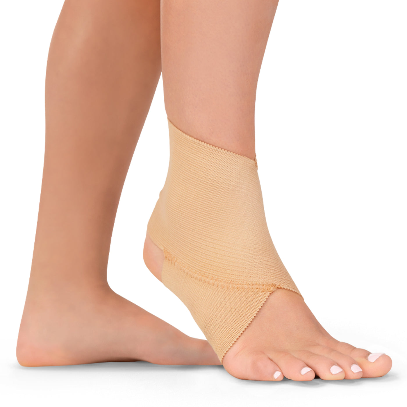 Elastic ankle brace to support sprained ankles or during gymnastics
