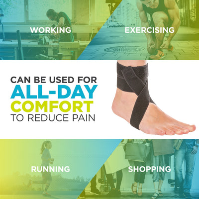 The BraceAbility Plantar Fasciitis Day Ankle Splint provides foot arch pain relief for running, walking, and soccer