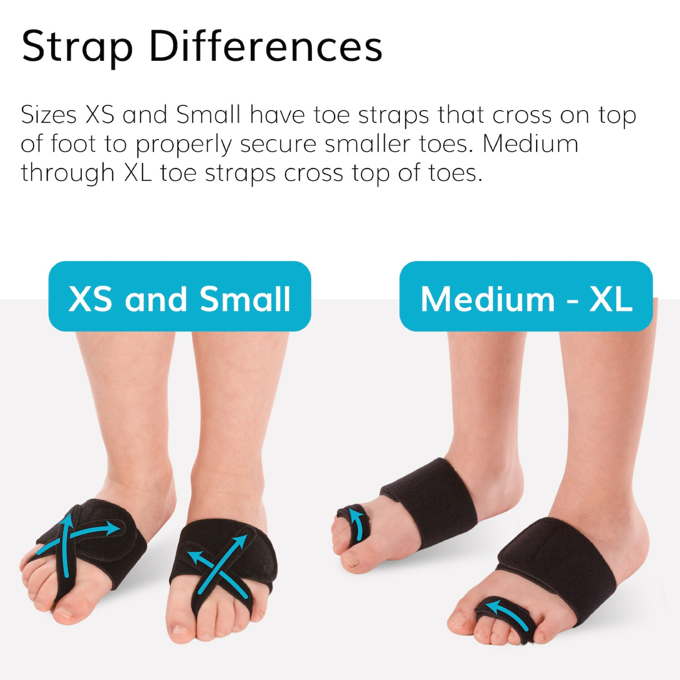 The pediatric idiopathic toe walking braces are applied crossing toes for smaller sizes