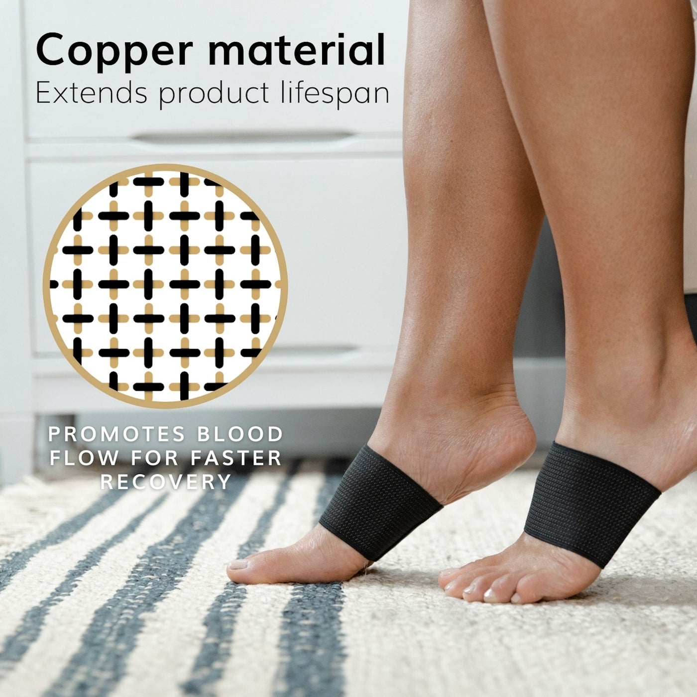Our arch sleeves are copper infused to help extend the products lifespan and reduce odor