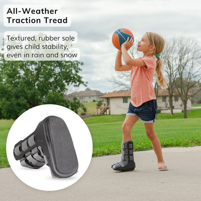 the childrens cam medical walker has all weather traction tread for securing walking even when wet
