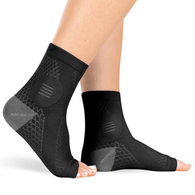 The BraceAbility black compression neuropathy socks give quick relief from painful peripheral neuropathy and nerve damage with these socks for diabetic foot pain.