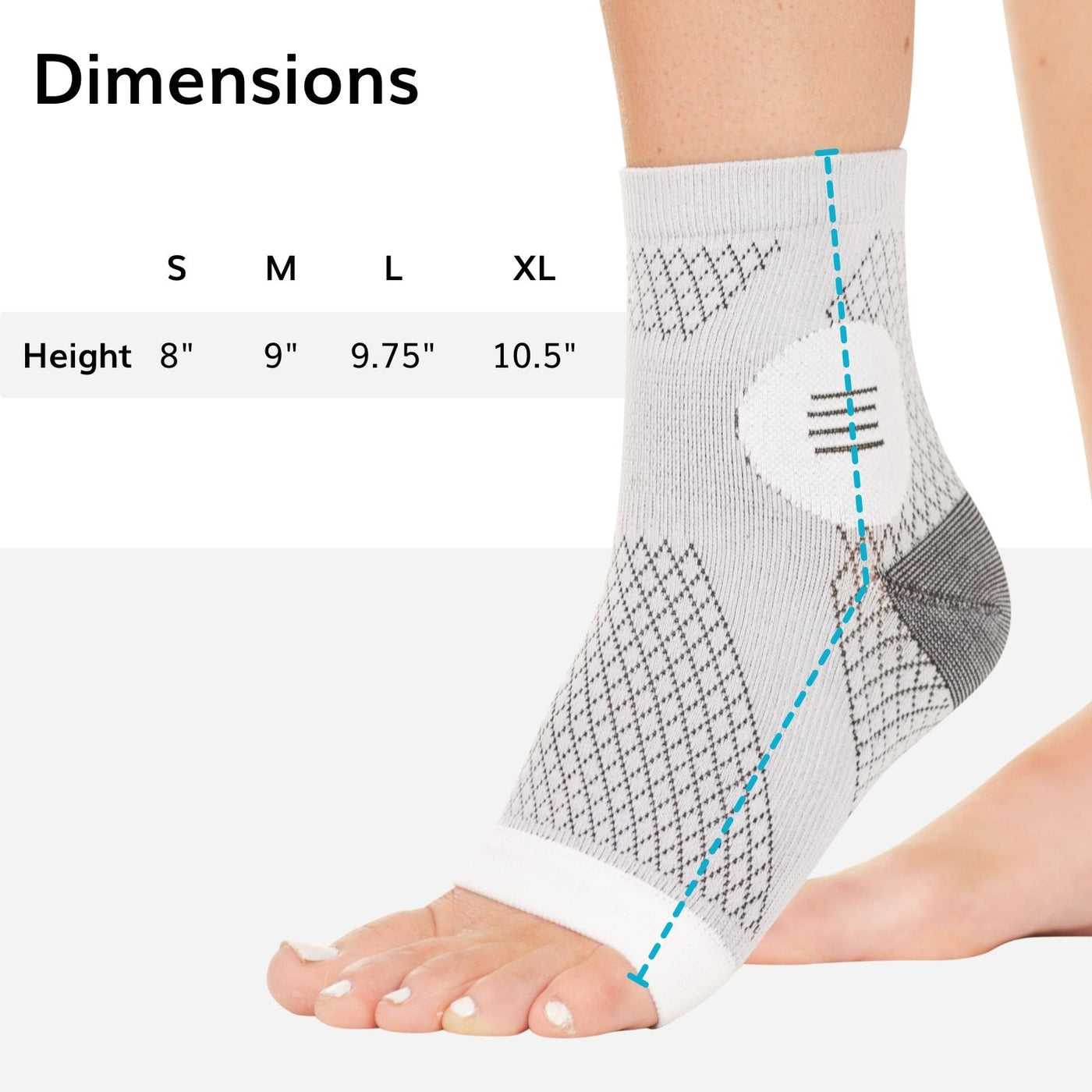 Our diabetic open toe socks are nine inches tall