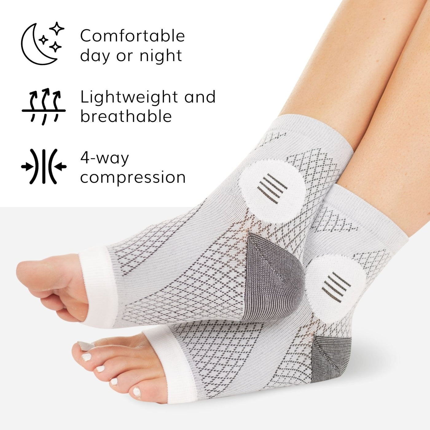 The foot neuropathy pain relief socks are comfortable and lightweight for day or night support