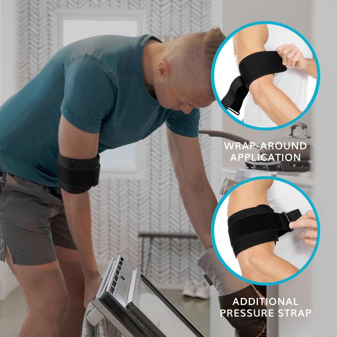 Use our bicep wrap for muscle strain recover during they day or at night