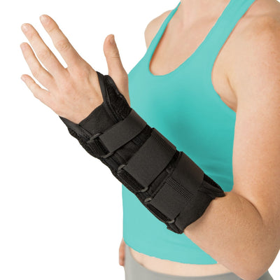The BraceAbility Volar Wrist Splint uses dual metal stays to support wrist injuries