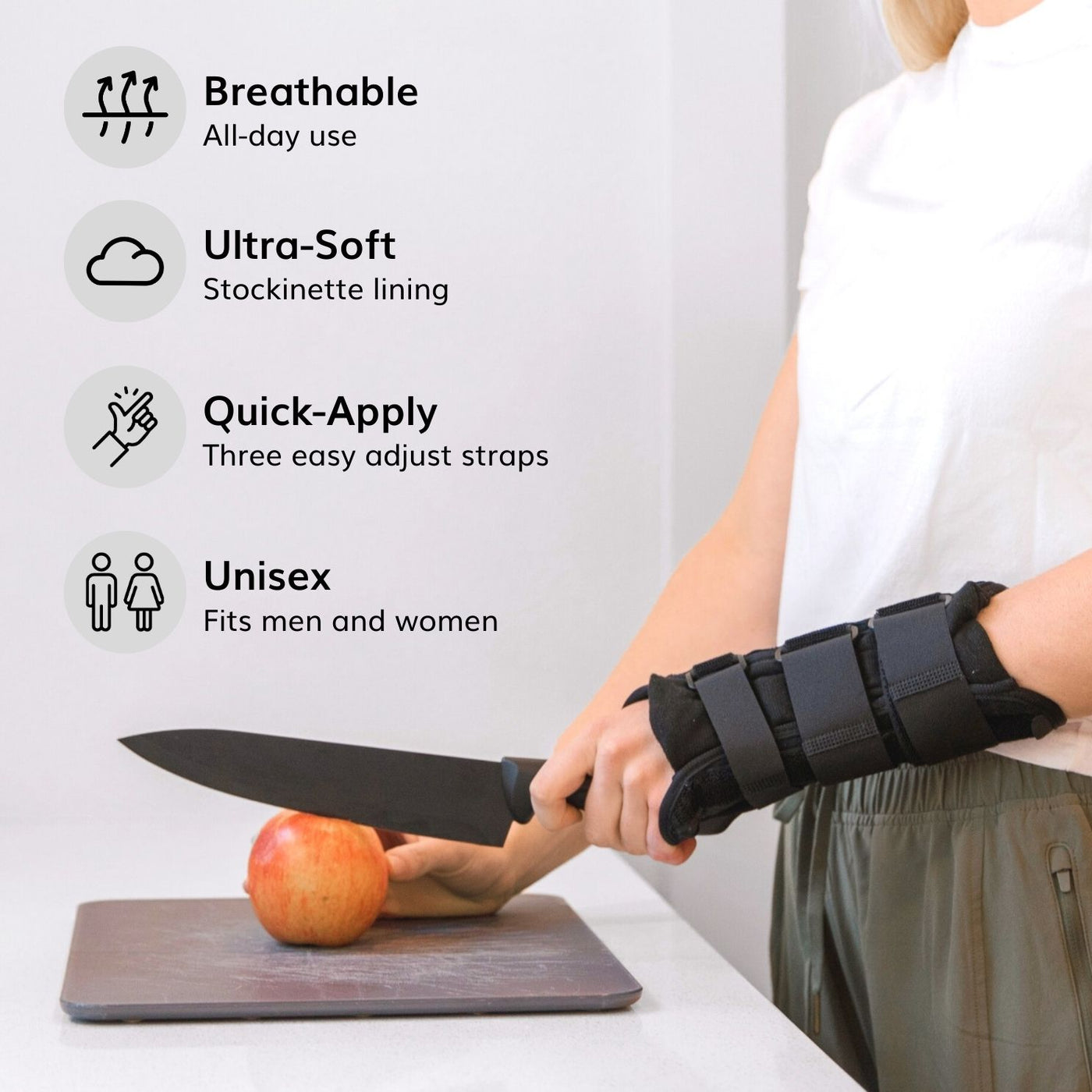 The breathable wrist fracture pain brace is quick to apply