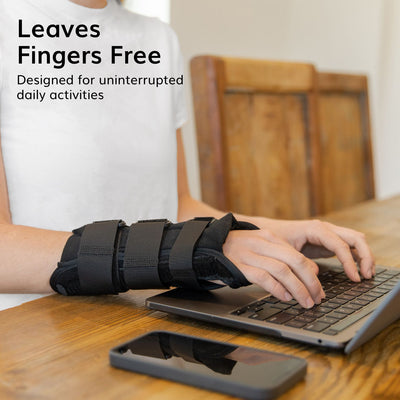 Our carpal tunnel, volar wrist brace leaves fingers free for uninterrupted daily activities