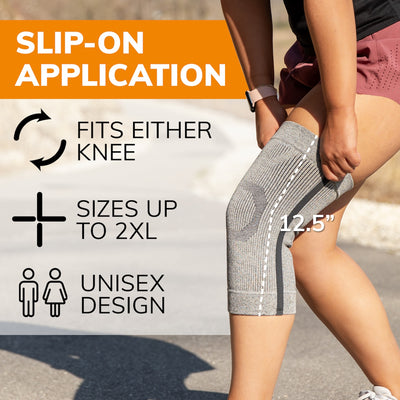 This knee sleeve is 12 inches tall with 2 supportive stays to prevent injury