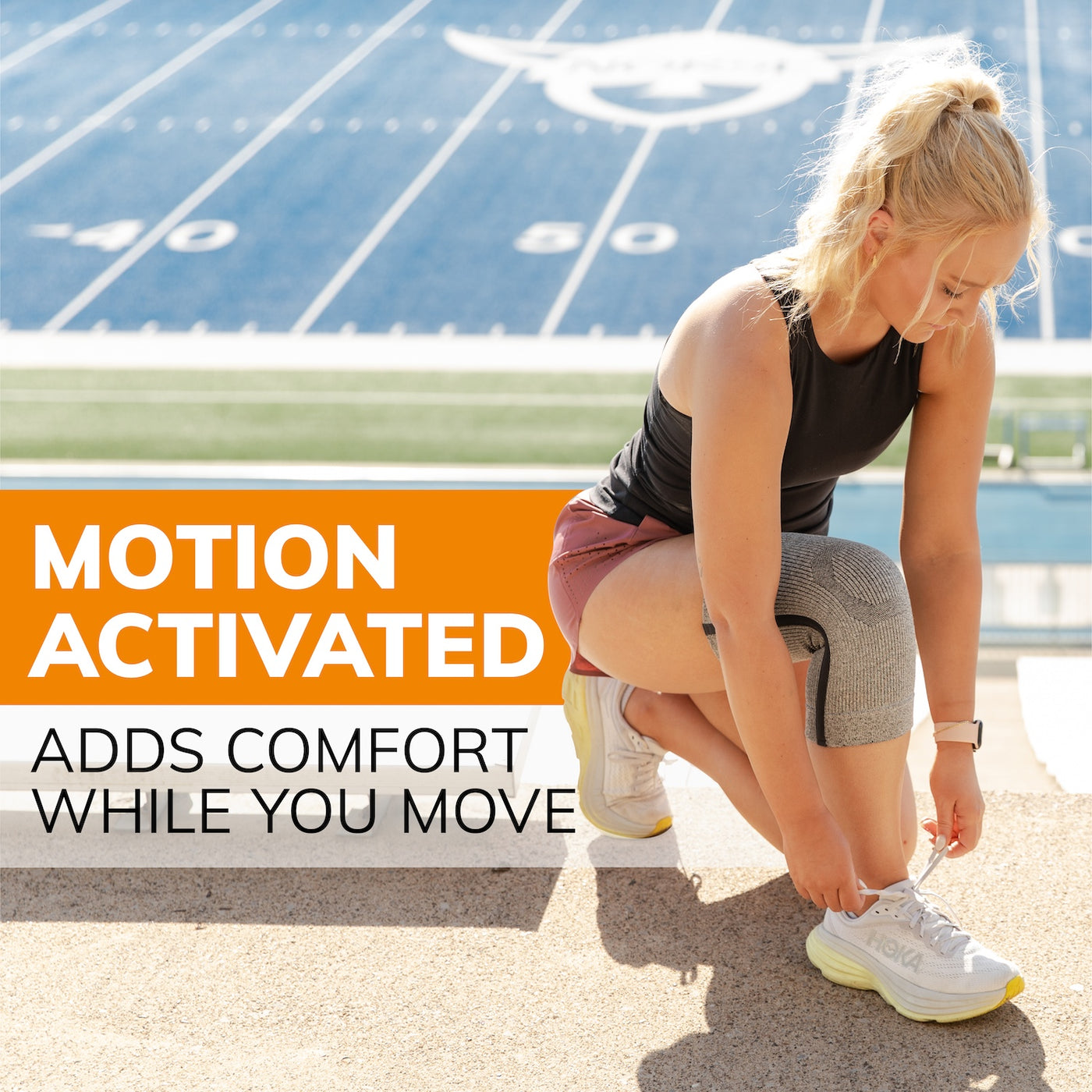 The cooling compression knee brace is motion activated so you experience comfort while you move