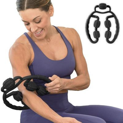The BraceAbility handheld full body massager comes in a sleek black color