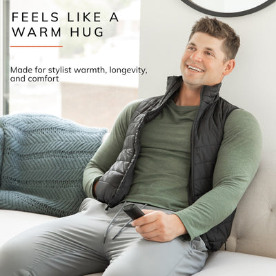The rechargeable men and womens heated vest is for sale on our website or Amazon