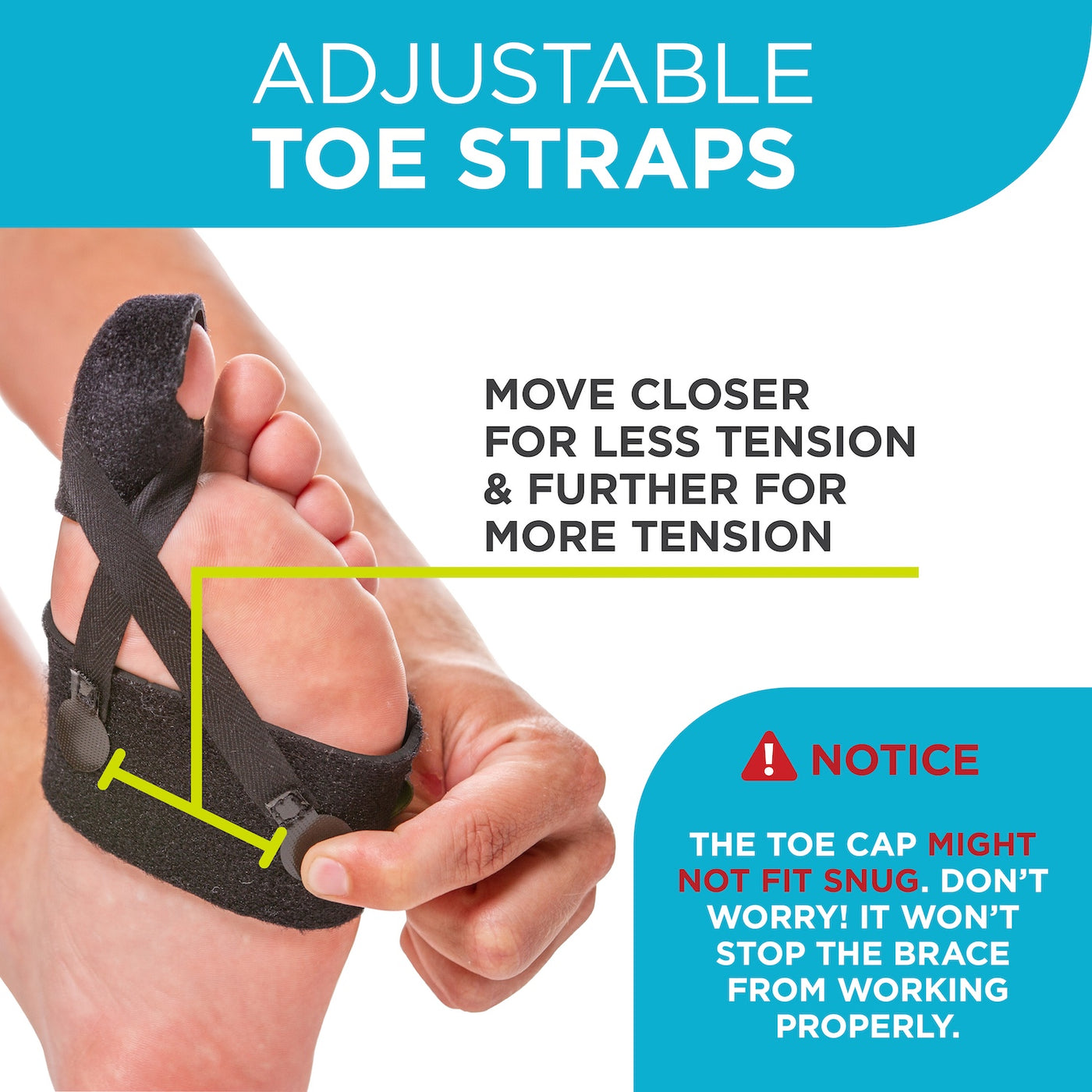 Adjustable turf toe straps allow for more or less tension on toe