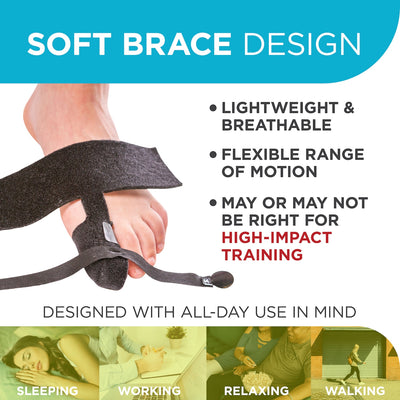 the soft, black, turf toe brace design is very breathable and allows for a flexible range of motion