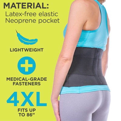 the compression back brace for sleeping is made of medical-grade, lightweight materials fitting up to 86 inch hips