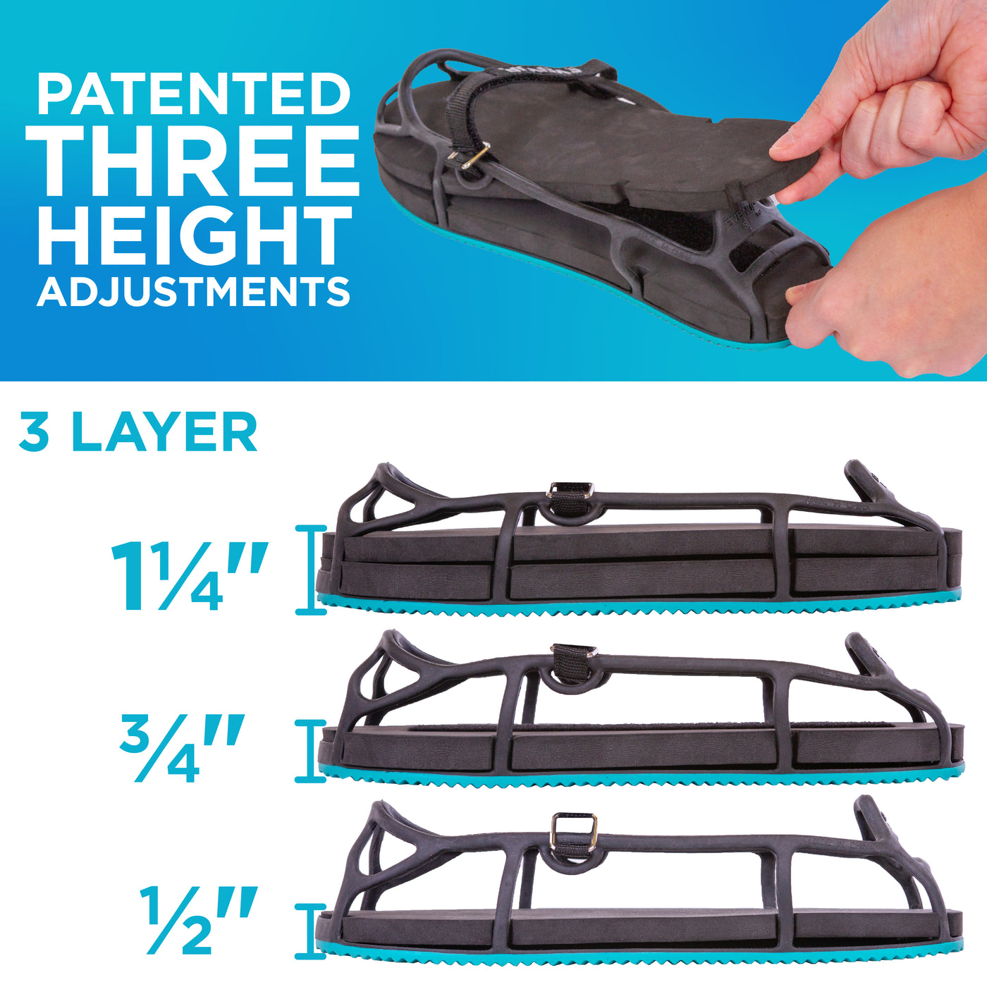 Our shoe lifts for uneven legs can be adjust for one half inch of lift or one full inch