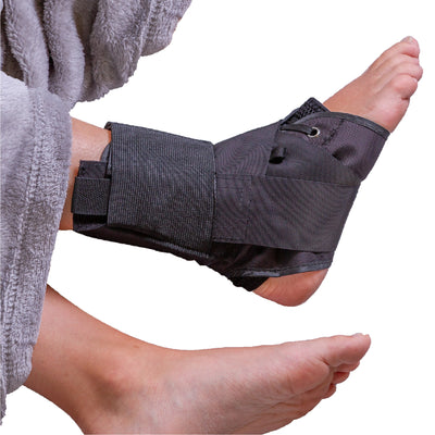 Lace-up sleeping ankle brace to stabilize injured ankle your while in bed hide_on_site