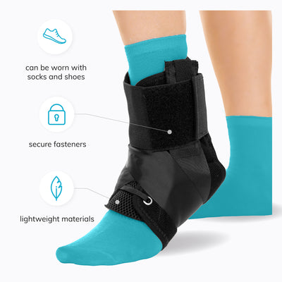 Our figure-8 ankle splint can be worn in shoes for sports and activities