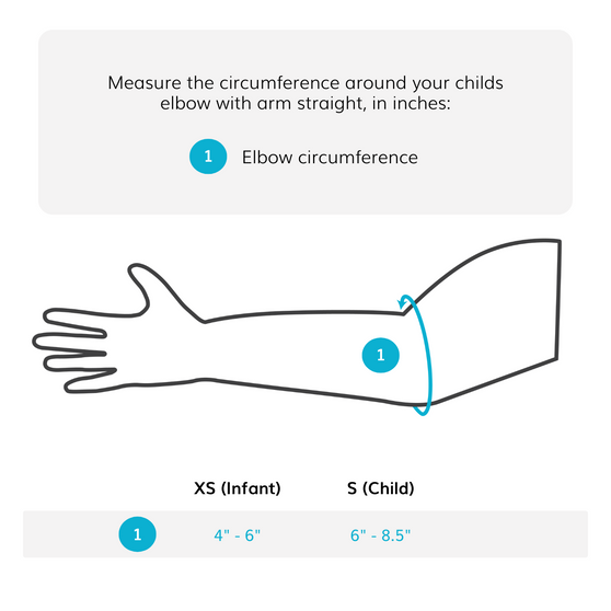 Sizing%20chart%20for%20pediatric%20elbow%20stabilizer%20-%20measure%20the%20circumference%20around%20your%20elbow.%20XS%20fits%20infants%20(4%22-6%22)%20S%20fits%20toddlers%20and%20younger%20children%20(6%22-8.5%22)