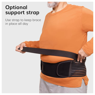 the belly belt stomach band has an additional support strap that you can run across the top of stomach to prevent bending