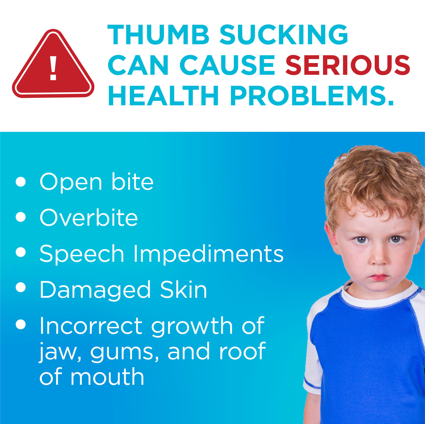 Thumb sucking can cause serious health problems, stop them at a young age with the BraceAbility thumb sucking guard.