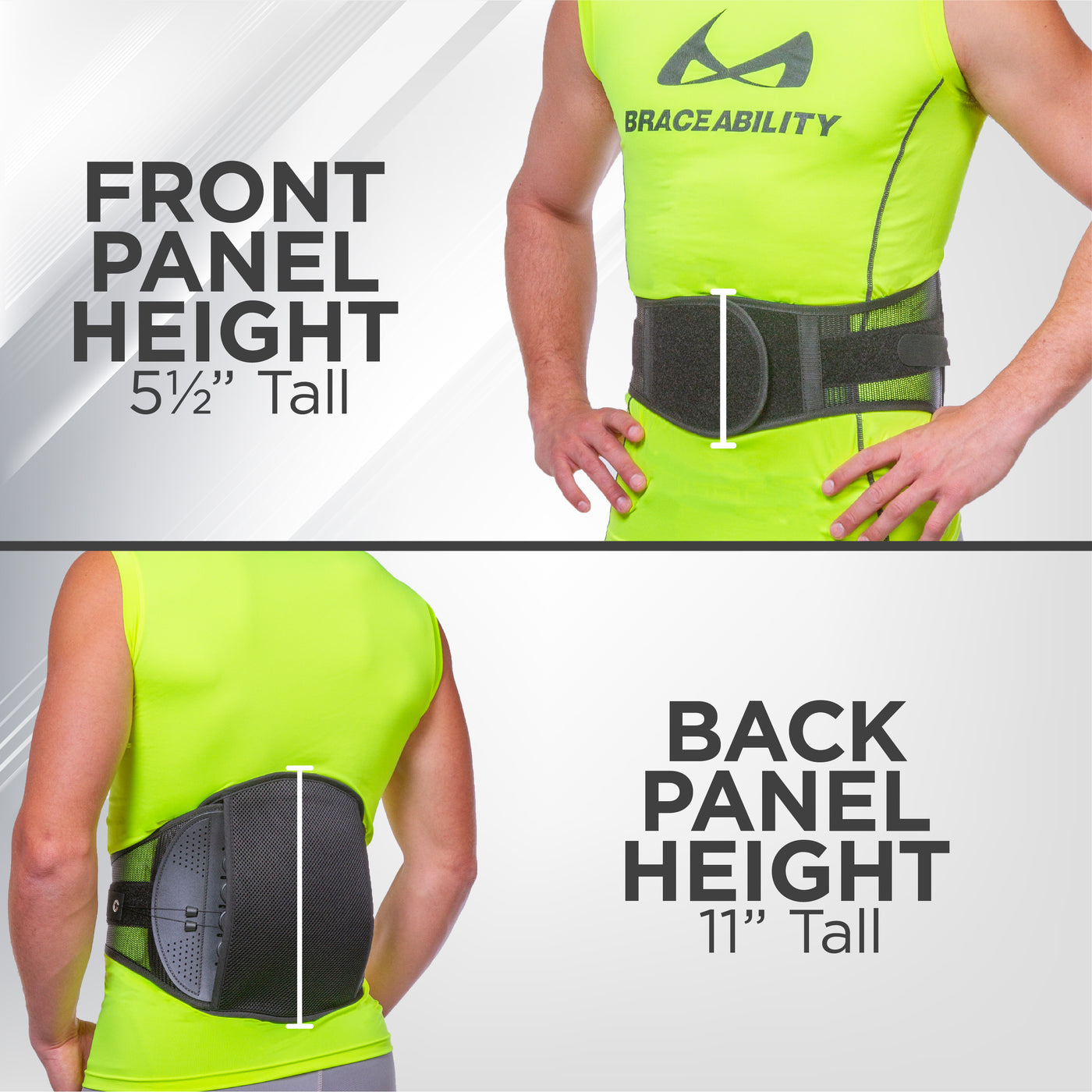 The eleven inch tall spondylolysis lumbar treatment brace compresses your lower back