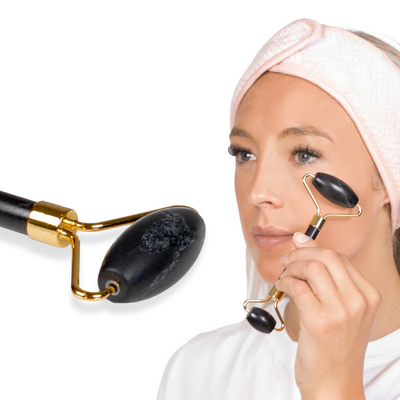 The BraceAbility black jade facial roller is a natural treatment for swollen eyes and skin tightening