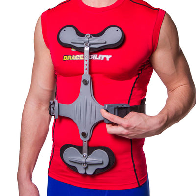 Alligator tab around the waist enables a universal size of the thoracic back brace