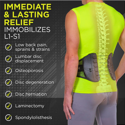 Spine sport back brace provides natural pain relief from a variety of back injuries