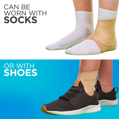 The compression bandage for ankle can be worn with socks or with shoes while performing gymnastics