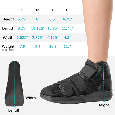 The foot brace for metatarsal stress fractures comes in four lengths from nine to twelve inches