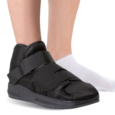BraceAbility closed toe medical walk shoe has a thick rubber sole to protect your foot