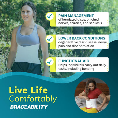 Wear the BraceAbility plus size back brace to relieve herniated disc back pain