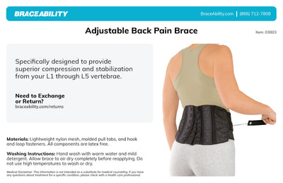 To clean the adjustable back pain brace, wipe the back support with warm soapy water