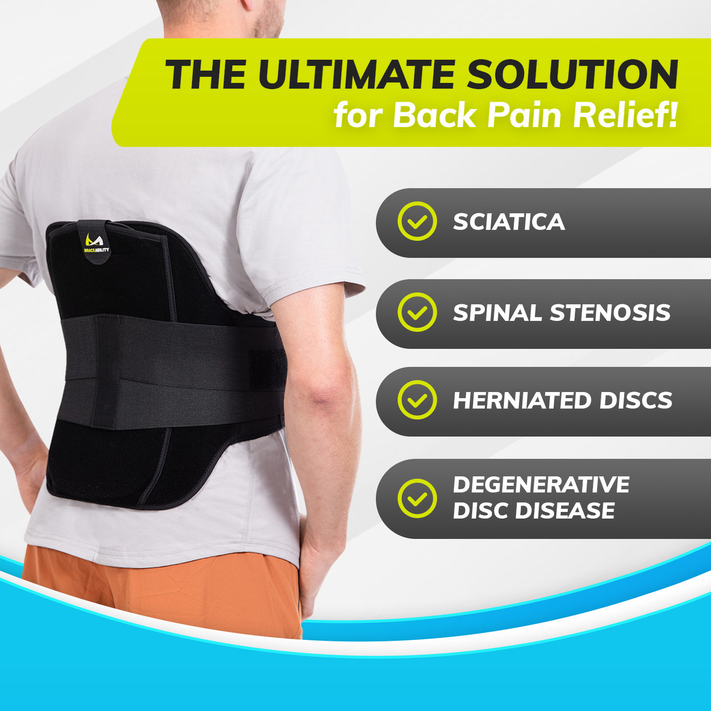 Breathable Back Support Belt With Lumbar Cushion, Herniated Disc