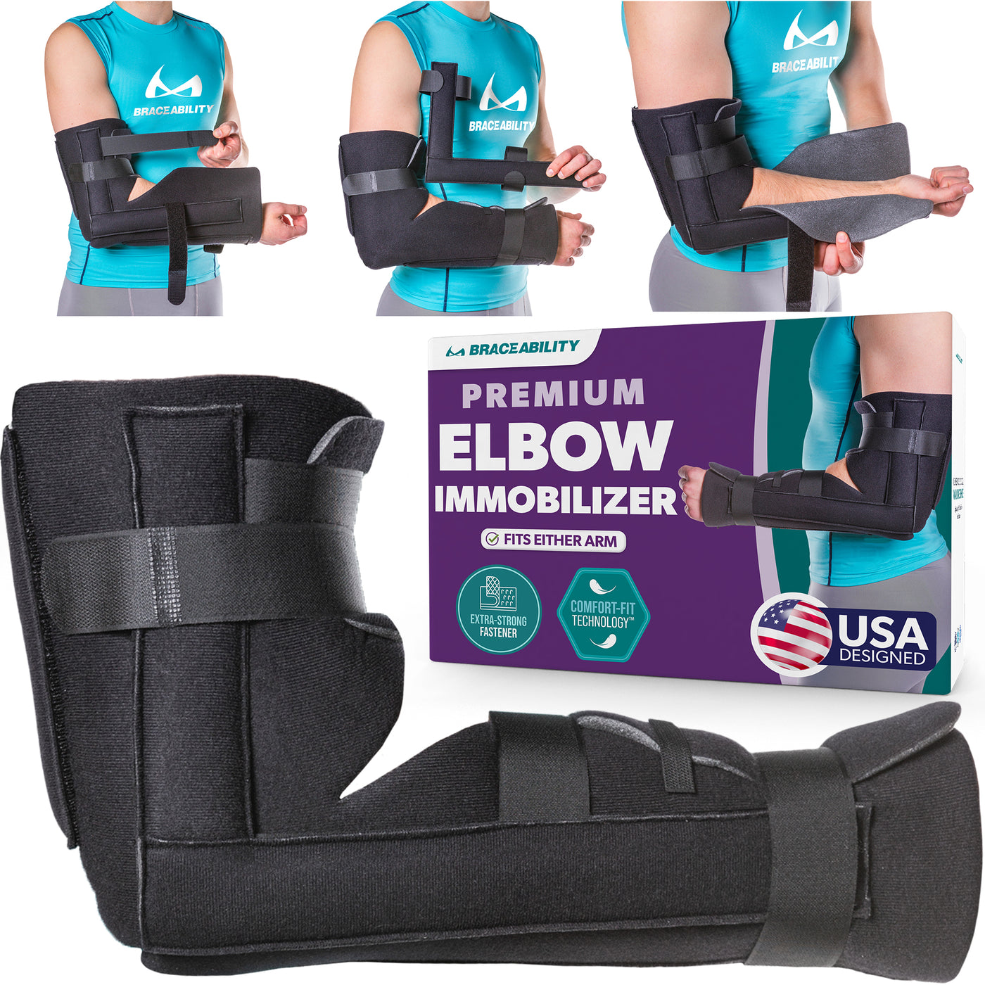 Elbow and forearm post-surgery immobilizer and fracture splint