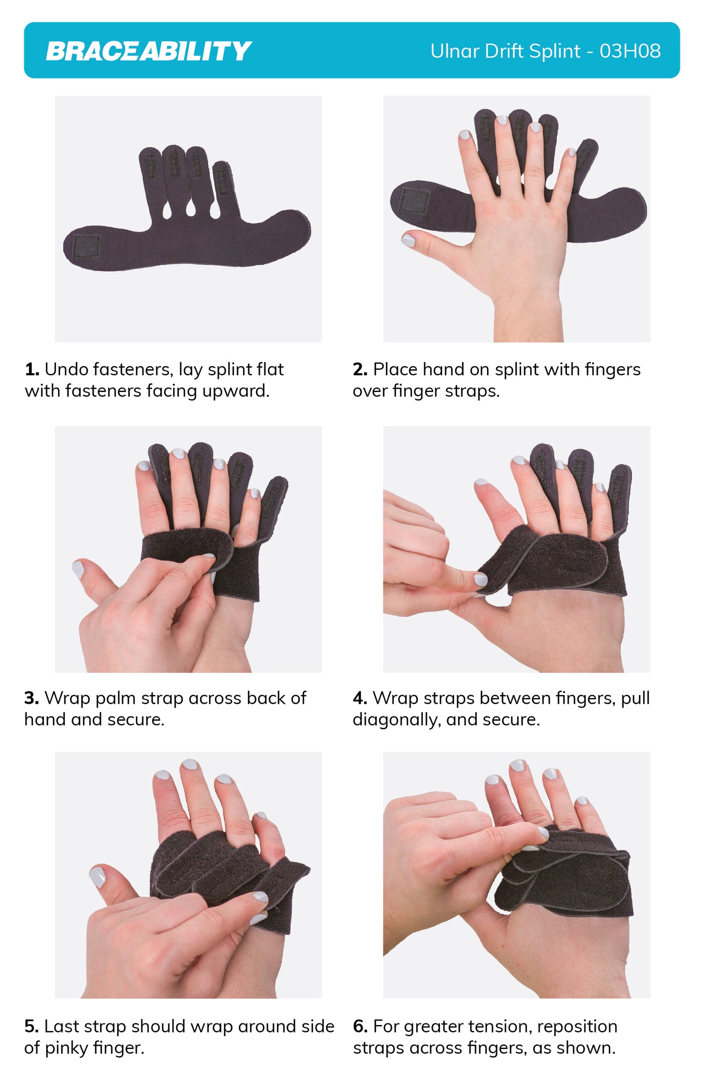 How to put on the ulnar drift splint instruction sheet