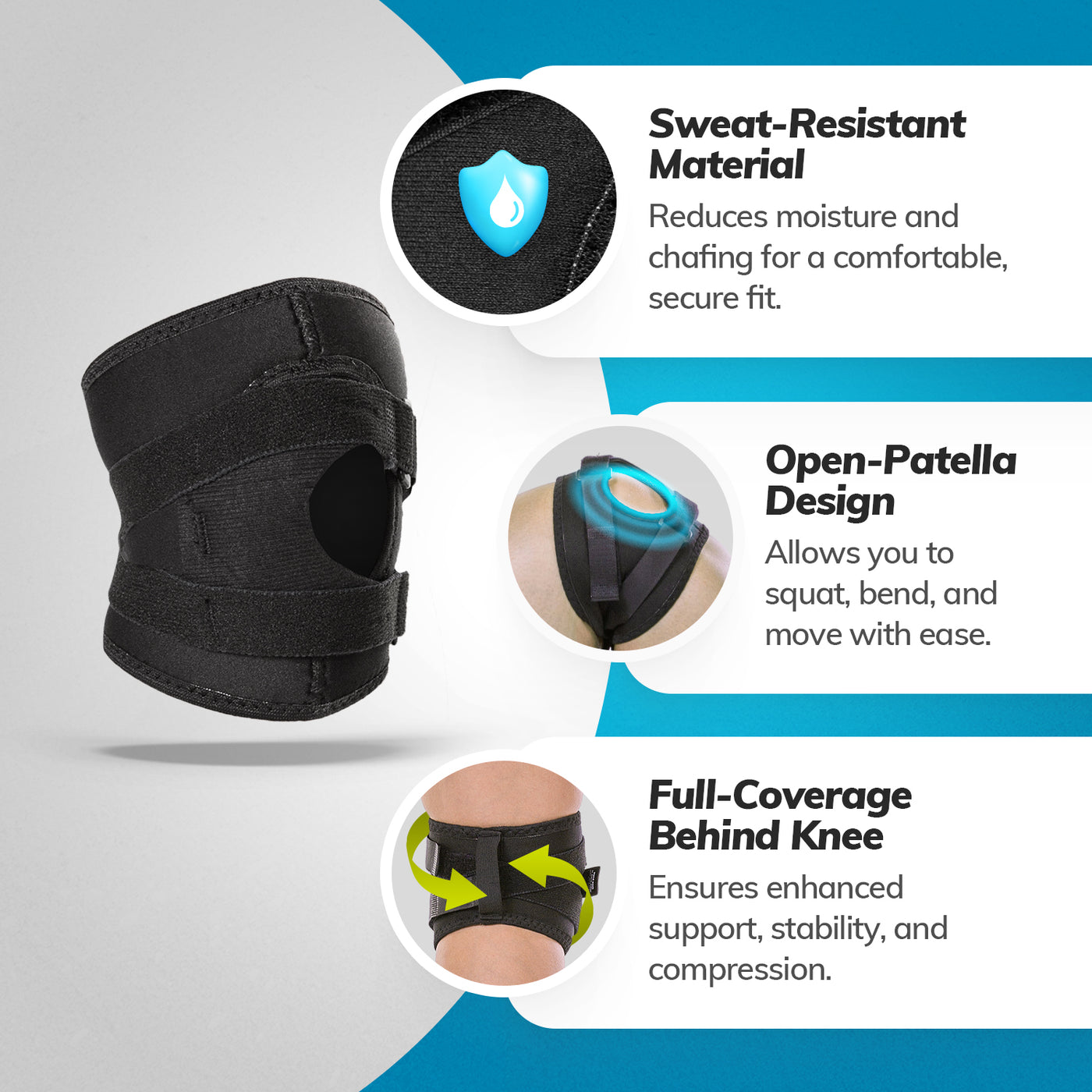 The dislocated knee brace by BraceAbility is made of breathable material making it perfect for working out