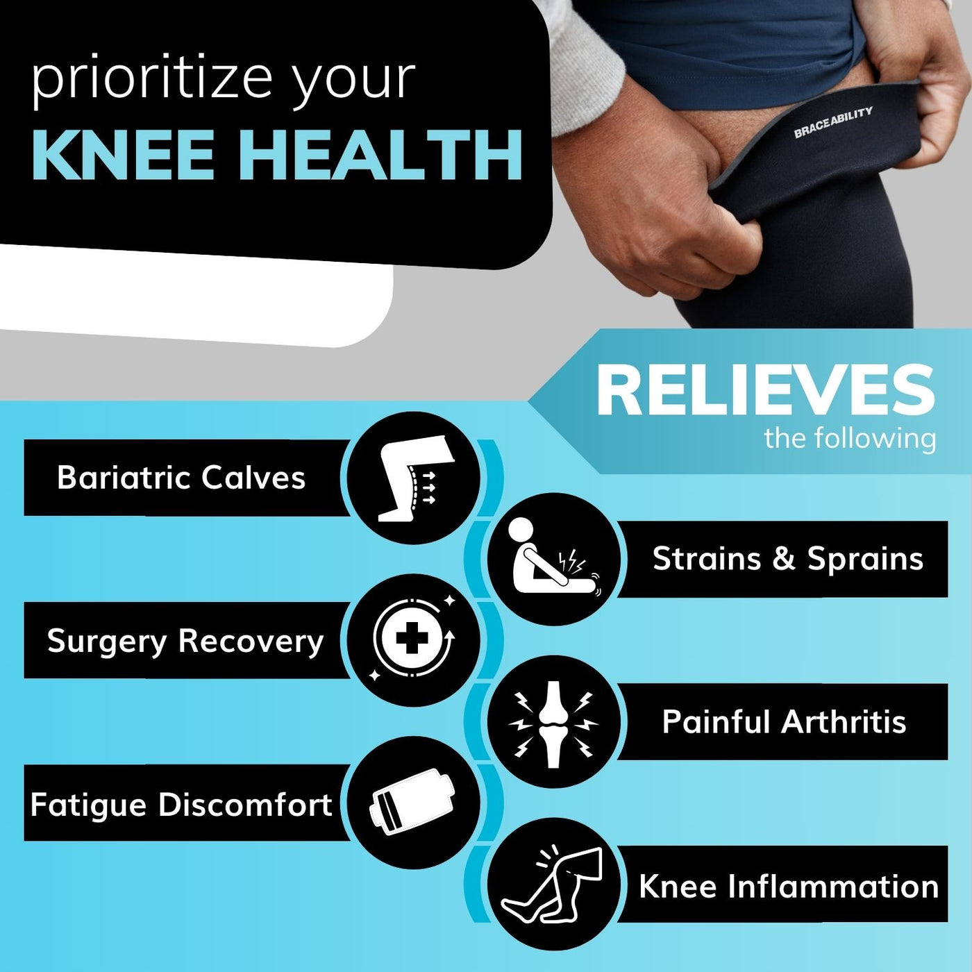 Plus Size Neoprene Knee Compression Sleeve | Large up to 6XL