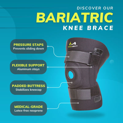Braceability bariatric knee brace with pressure straps and medical-grade 