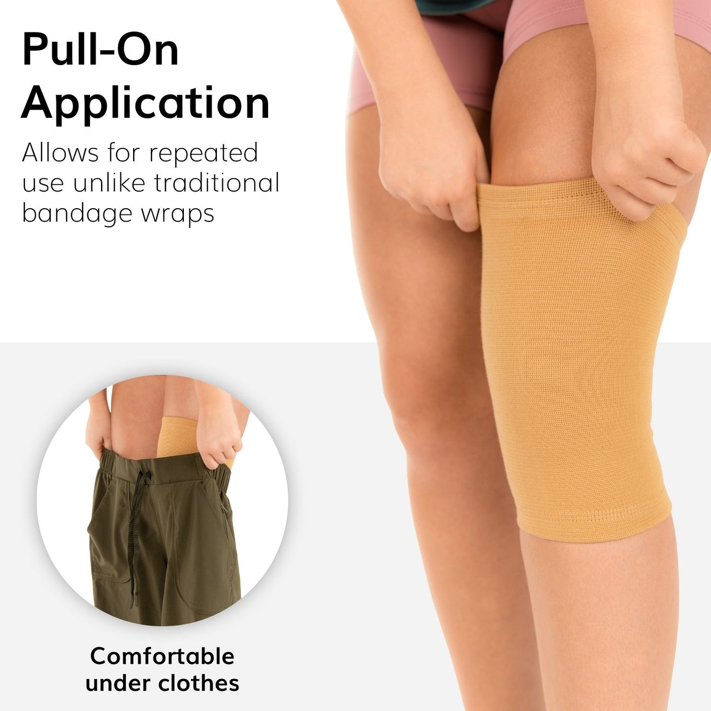 The elastic knee sleeve allows for repeated use unlike traditional wraps
