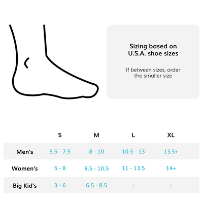 The evenup shoe leveler comes in 4 sizes fitting womens shoe size 5 to 14. Refer to the sizing chart to find the correct size.
