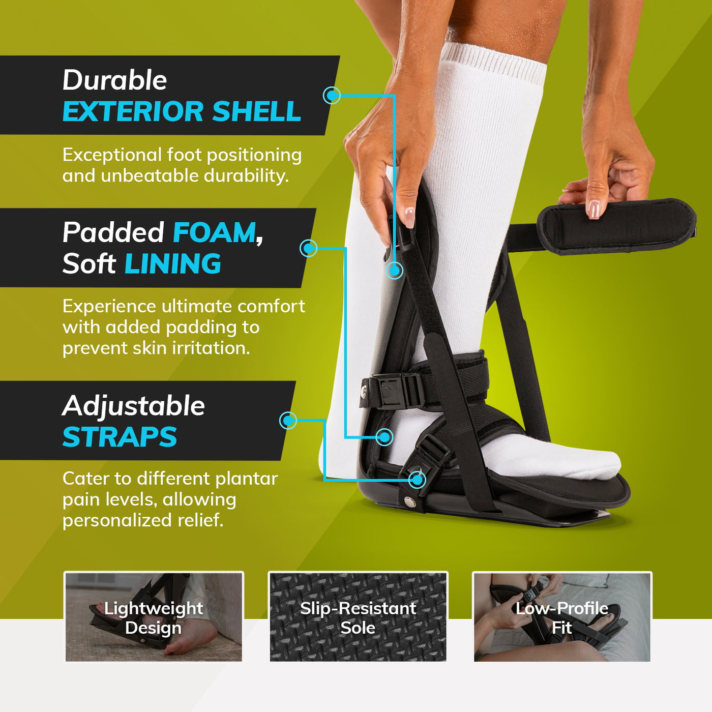 achilles tendon stretcher has a soft padded lining for comfort while sleeping