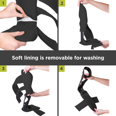 Ultra soft lining is on padded night splint is removable for easy washing 
