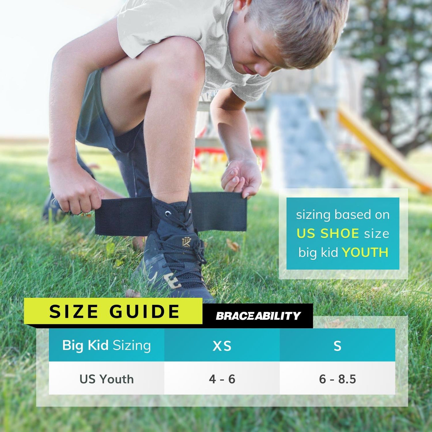 Kids Ankle Brace Pediatric Lace Up Sprained Foot Support for Youth