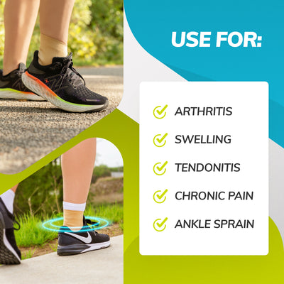 The elastic ankle bandage like an ace wrap helps reduce pain from arthritis, swelling, tendonitis, and more