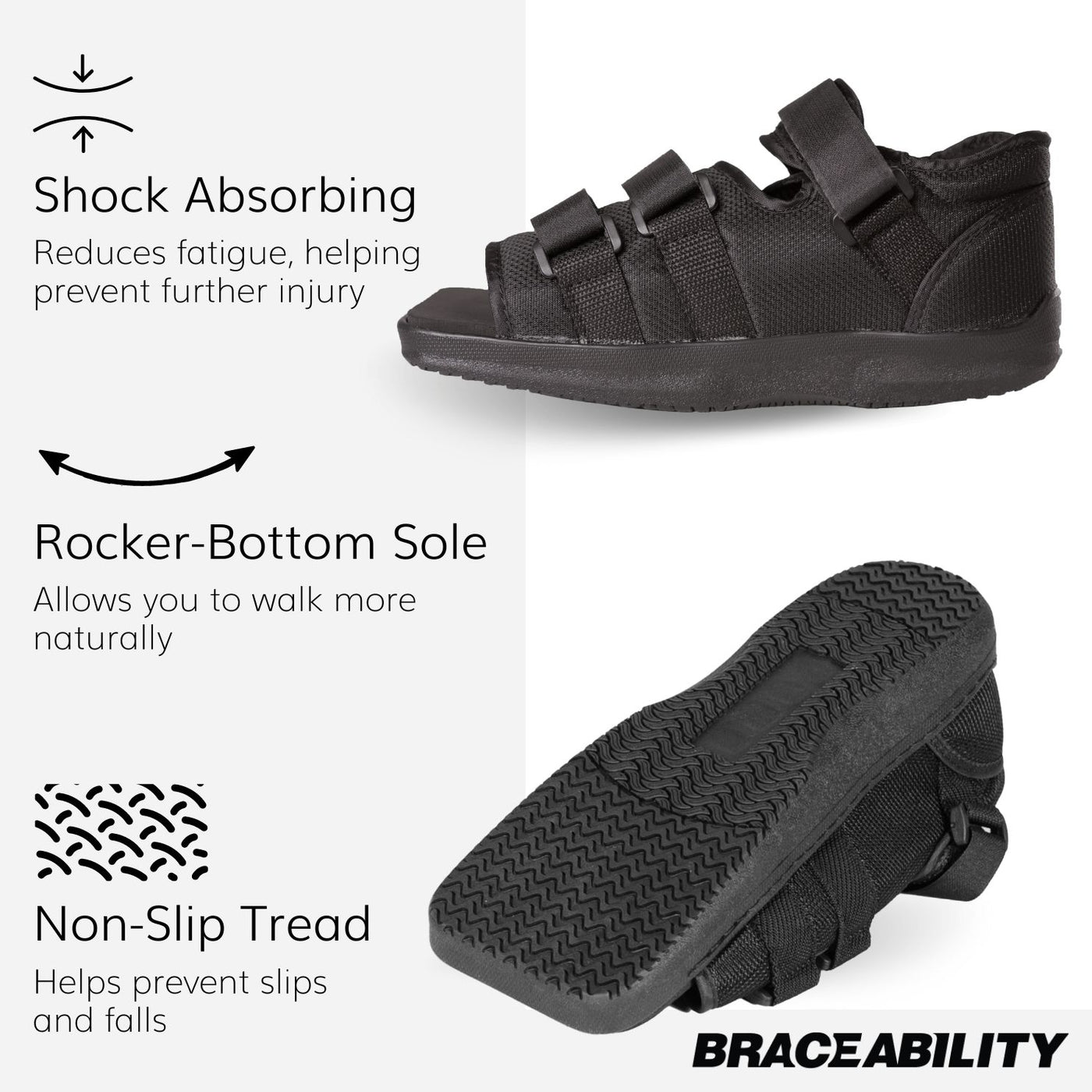 Toe Rocker In Shoes Best Foot Fracture Recovery Shoe: BraceAbility’s Broken Toe Boot