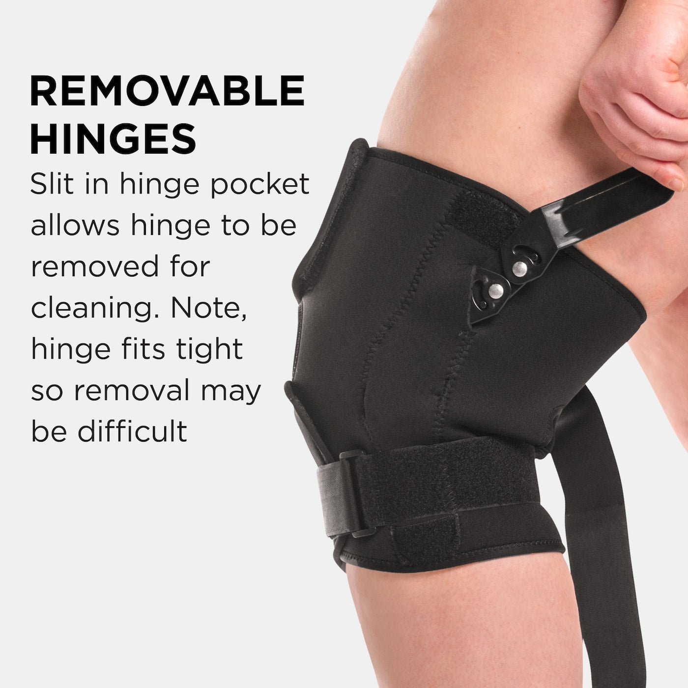 1Pc Hinged Knee Brace Adjustable Black Wraparound Open Patella